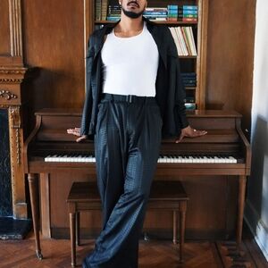 Marche Rue Dix Gamble Noir Satin Jacquard Shirt/Pants